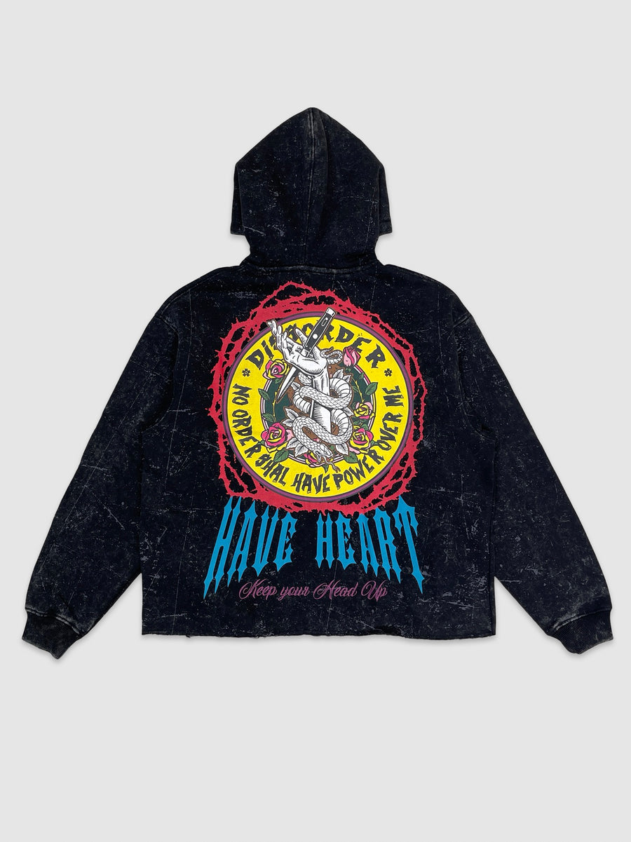 Mens Cropped Black Have Heart Hoodie