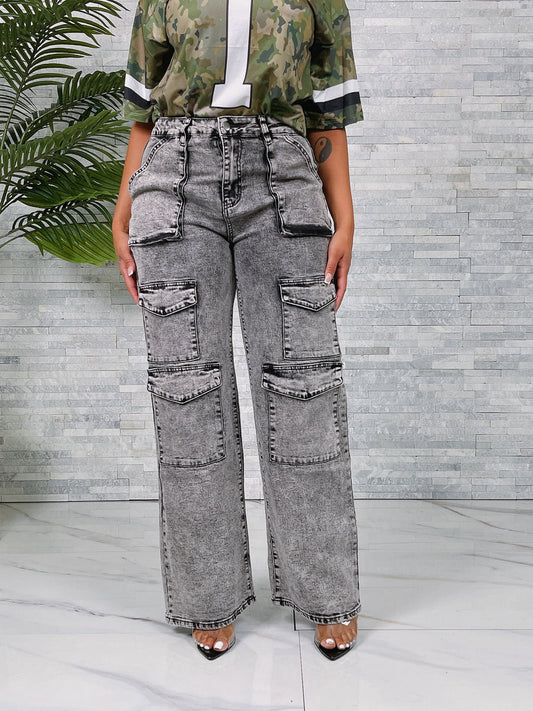 Ladies frosted Cargo Jeans