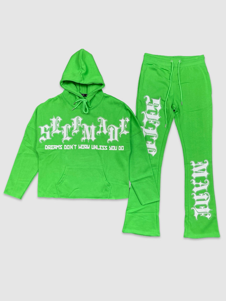 Mens Self Made Stacked Sweatsuit Green