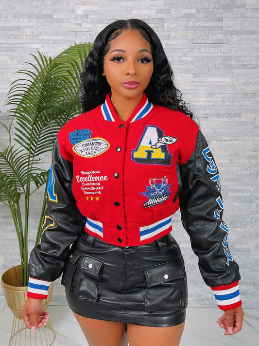 Ladies Varsity Red Jacket