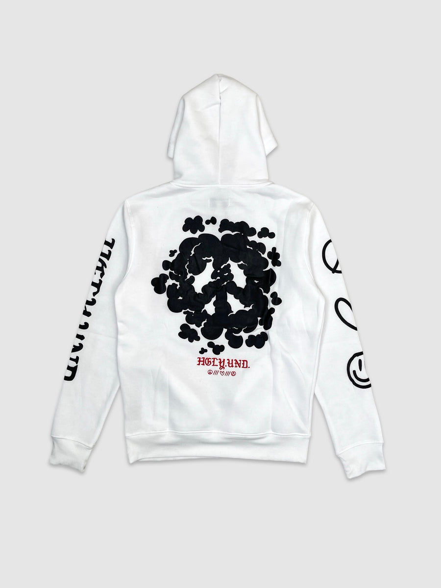 Mens White Peace Graffiti Hoodie