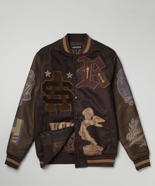 Men’s Brown Leather Varsity Jacket