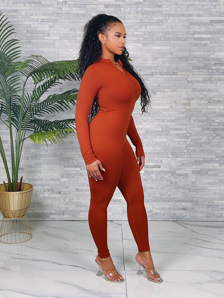 Ladies Rust Jumpsuit