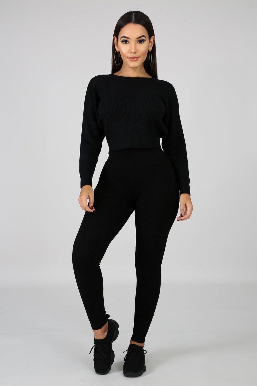 Ladies Black Knit Sweater Sets