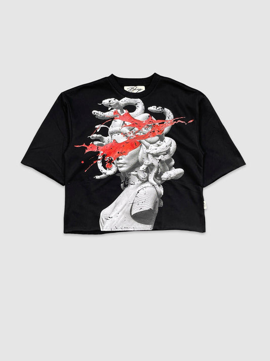 Mens Crop Tee Black Medusa