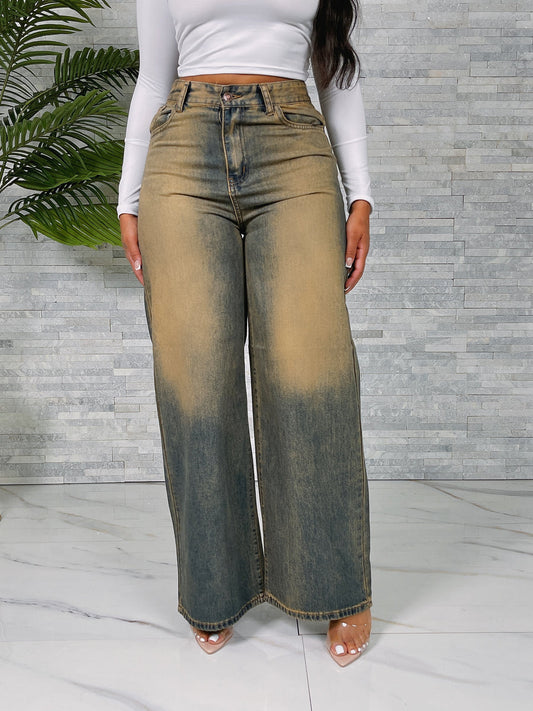 Ladies’ Faded Oversized Jeans