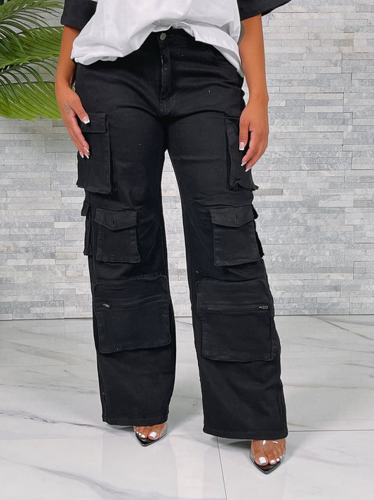 Ladies’ Black Extra Pocket Cargos