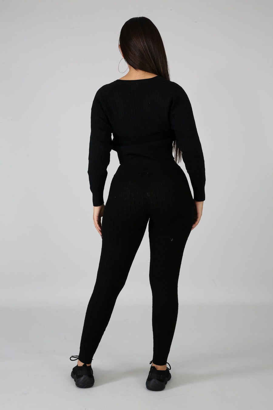 Ladies Black Knit Sweater Sets