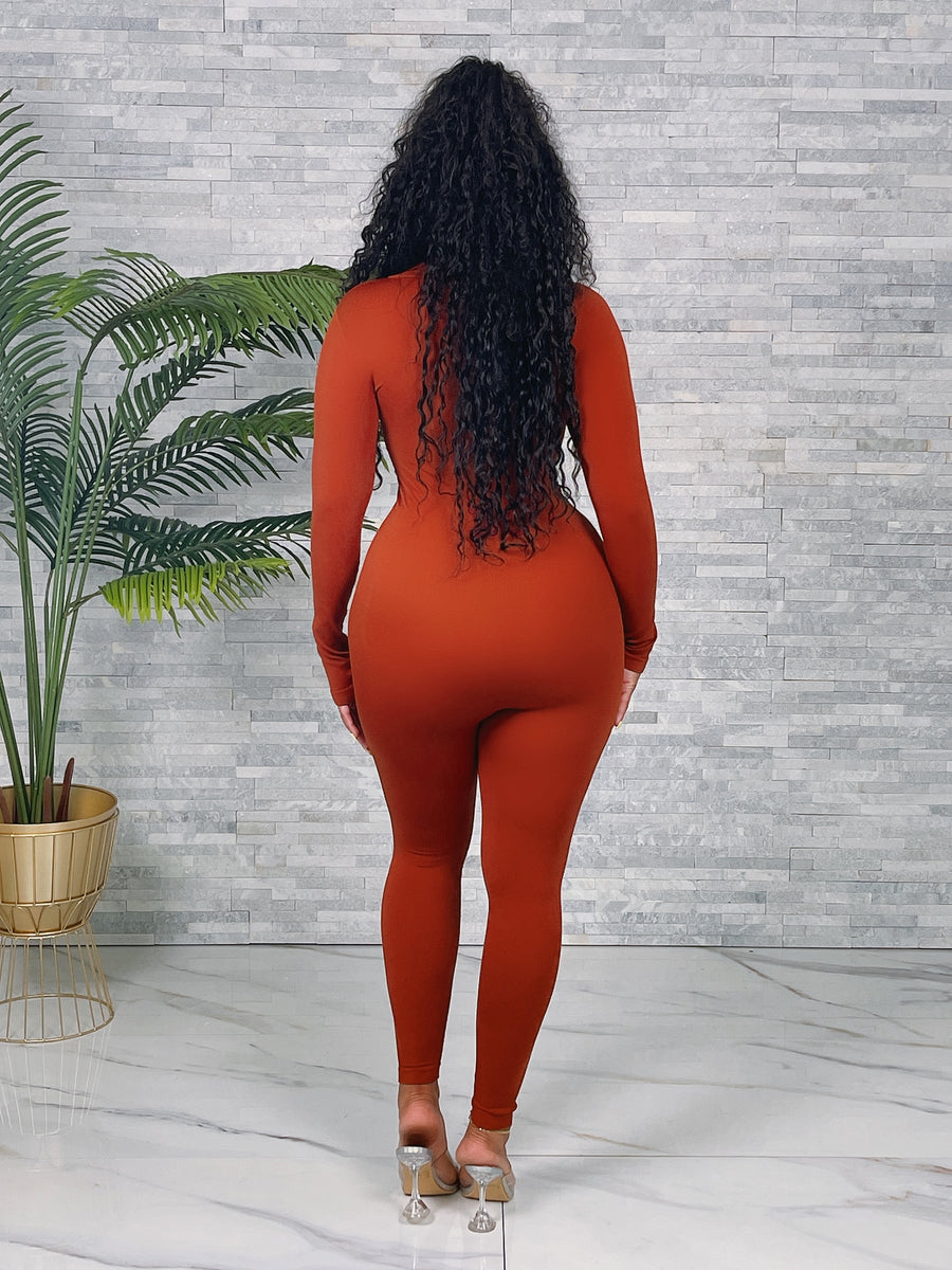 Ladies Rust Jumpsuit