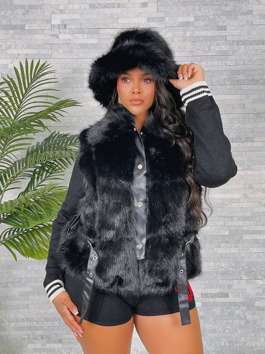 Ladies Black Fur Vest