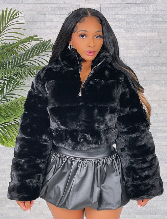 Ladies Black Fur Jacket