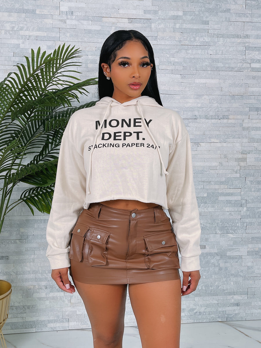 Ladies Money Dept Crop Hoodie