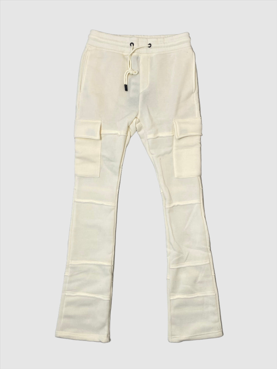 Mens Cream Stacked Cargos