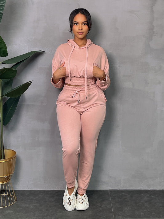 Ladies Crop Mauve Sweatsuit