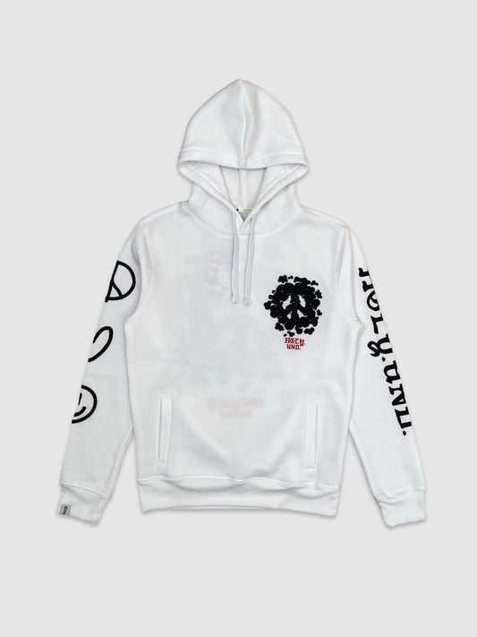 Mens White Peace Graffiti Hoodie