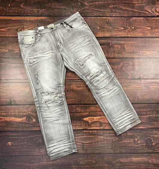 Big Mens Grey Destroyed Jeans