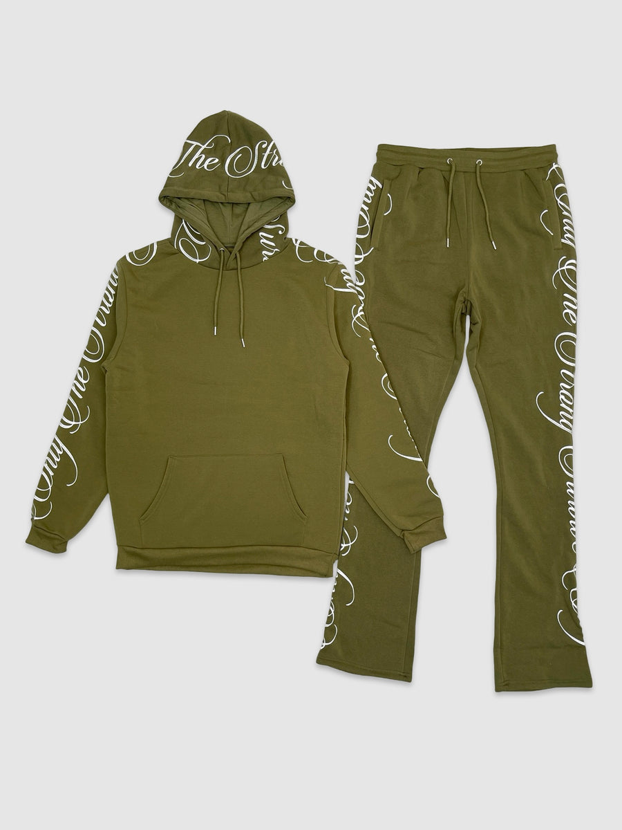 Men’s Only The Strong Survive Stacked Hoodie Set