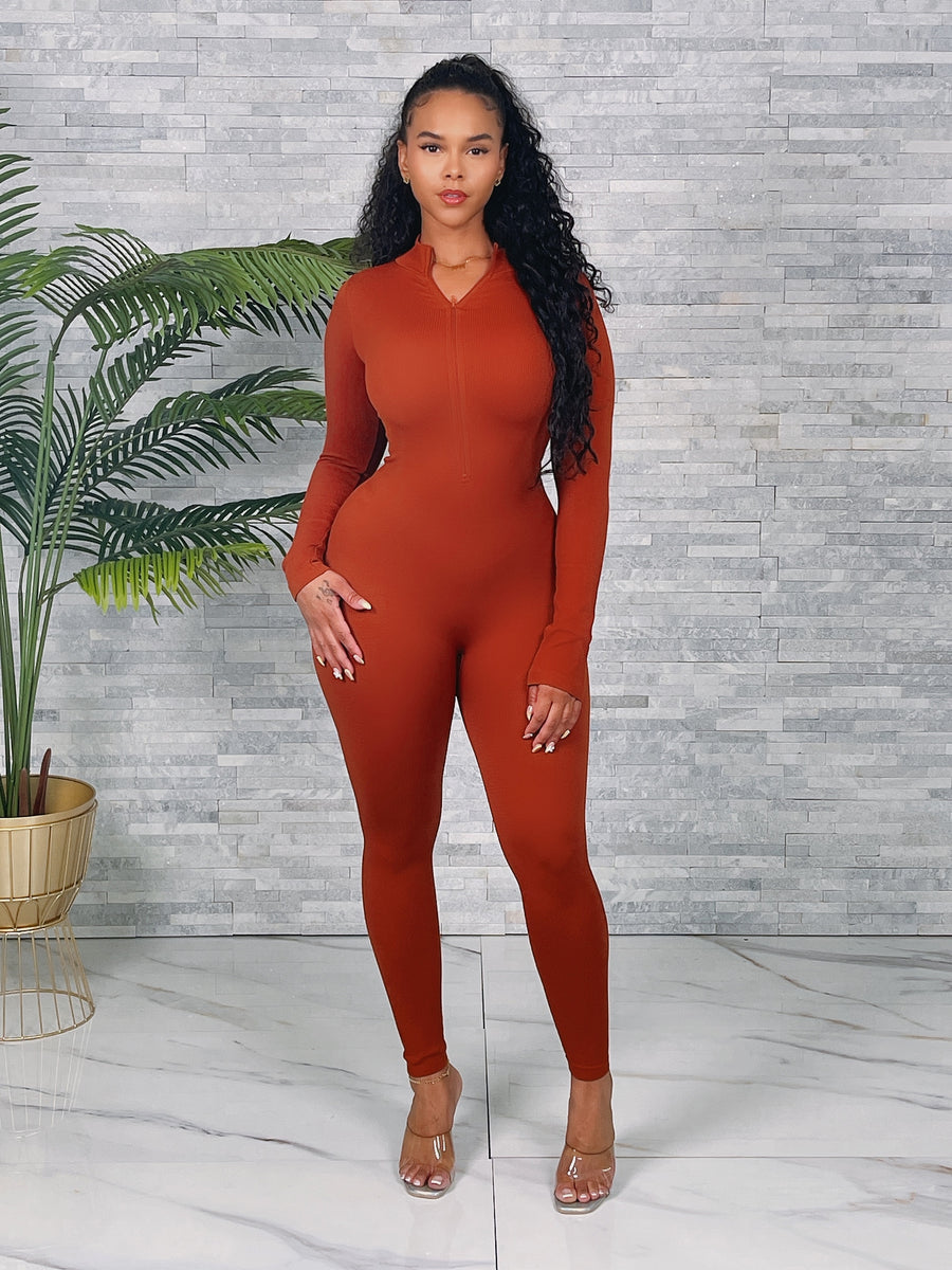 Ladies Rust Jumpsuit