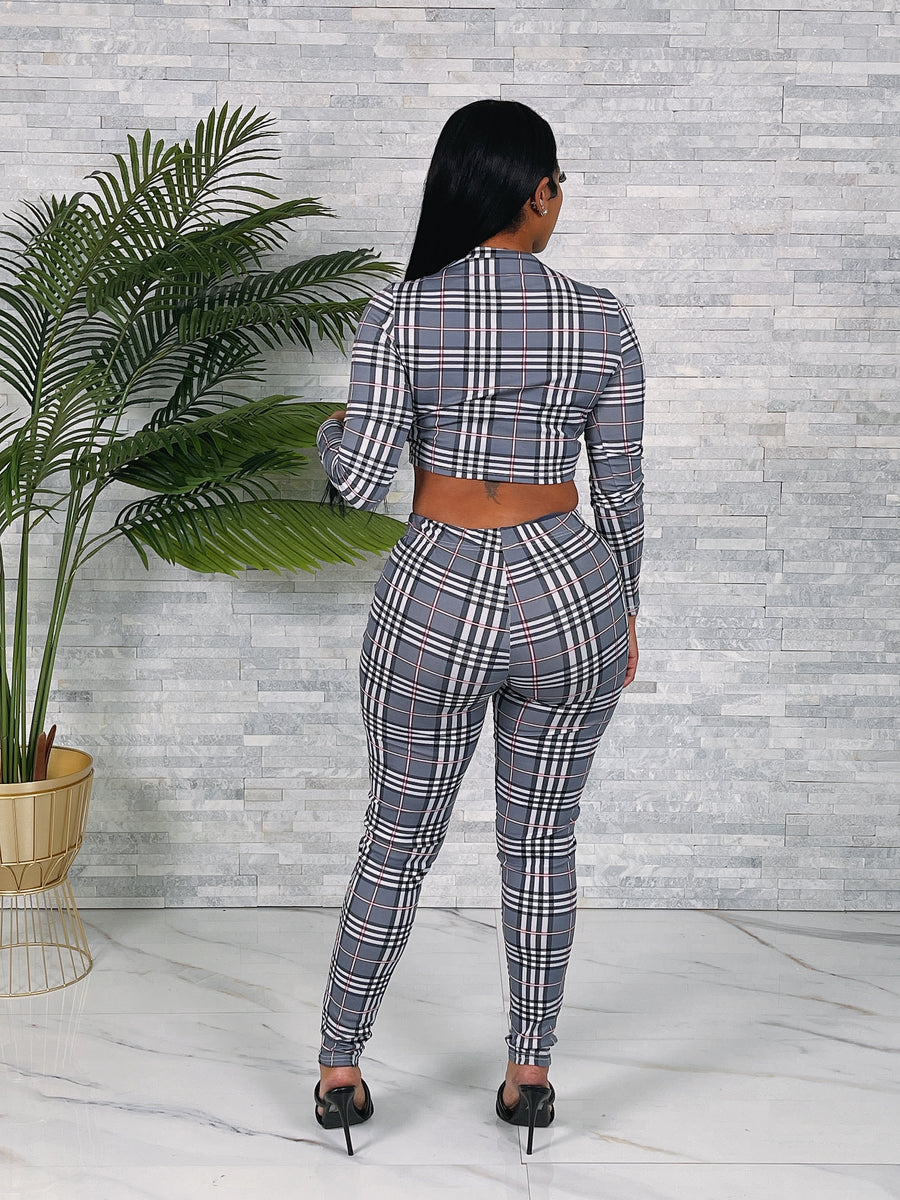 Ladies Plaid Workout Set