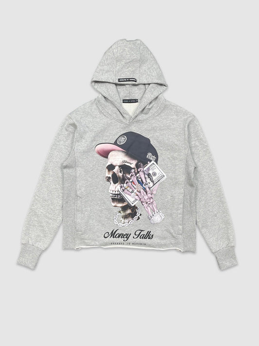 Mens Grey Cropped Money Talks Skull