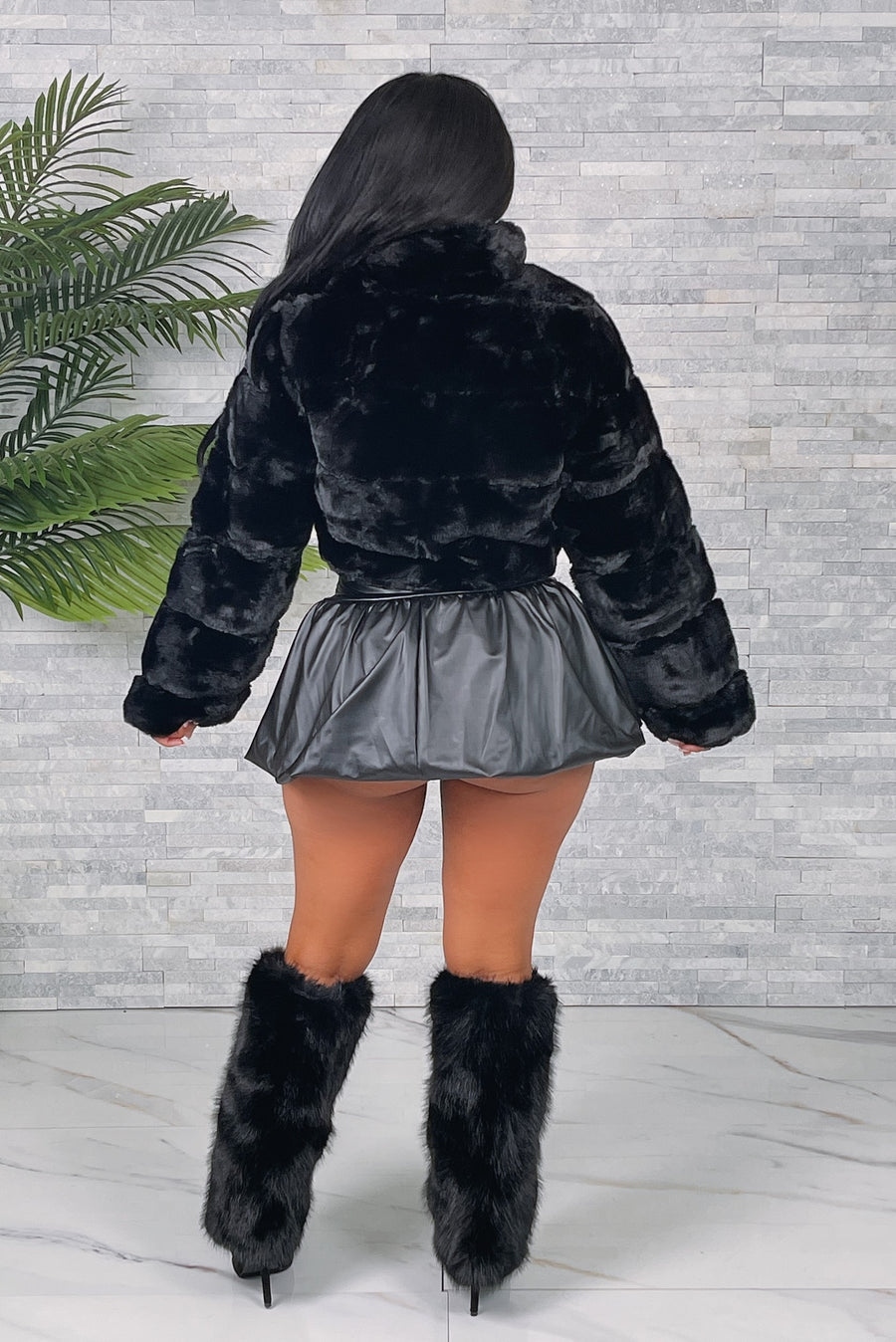 Ladies Black Fur Jacket