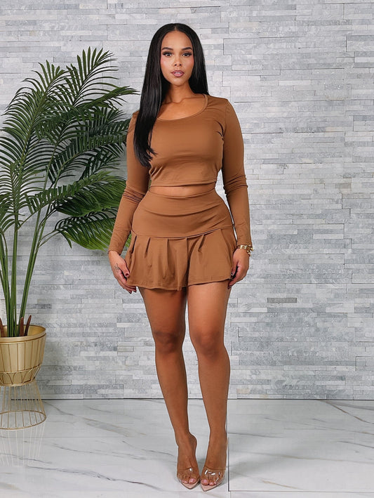 Ladies Brown Skirt Set