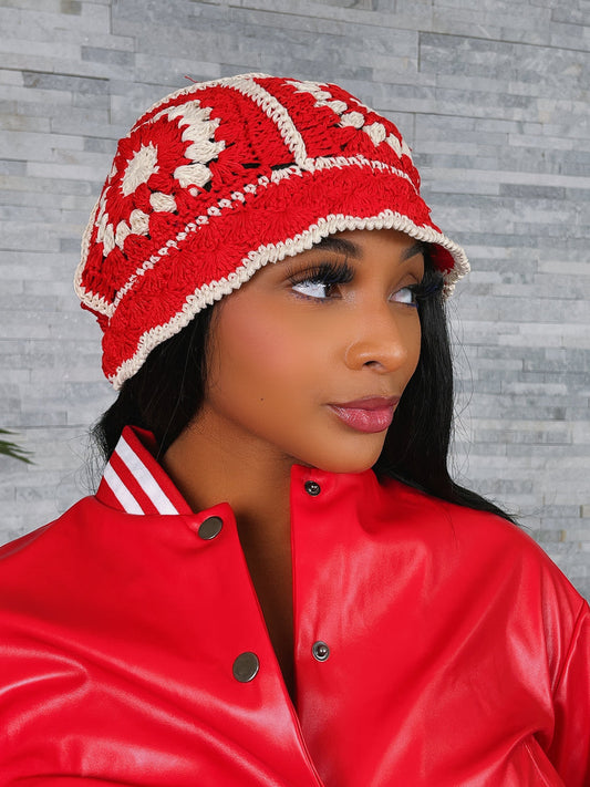 Ladies/Men Red Crochet Bucket