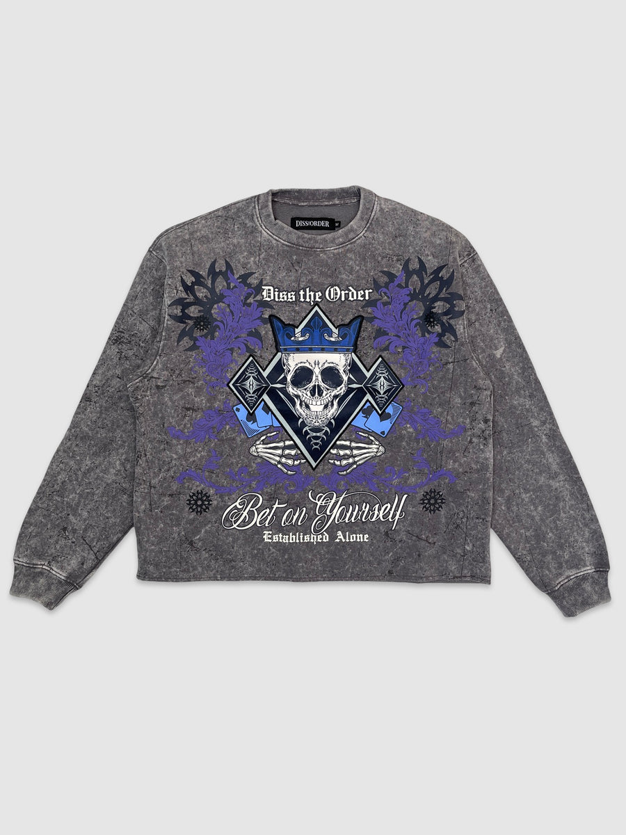 Mens Grey Cropped Bet on Yourself Crewneck