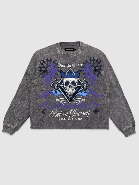 Mens Grey Cropped Bet on Yourself Crewneck