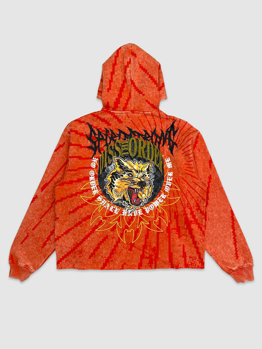 Mens Orange Tye Dye Crop Hoodie